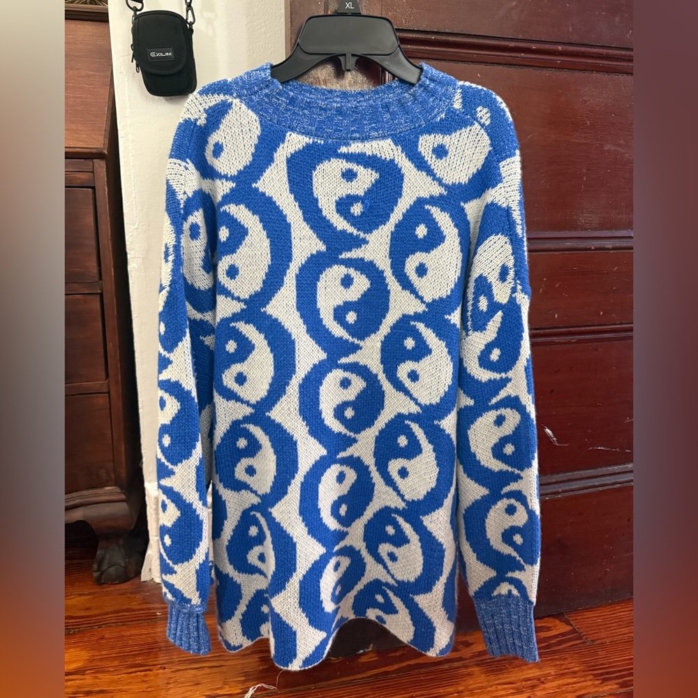 Blue and White Yin Yang Sweater